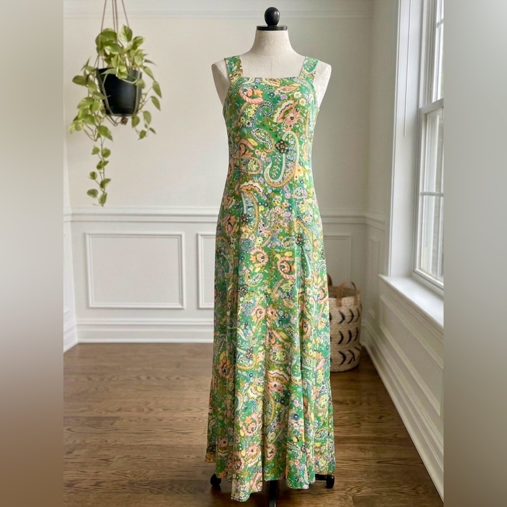 MSK Green Paisley Maxi Dress